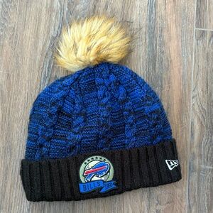 Blue and Black Buffalo Bills Knit Fleece lined Beanie with Pom